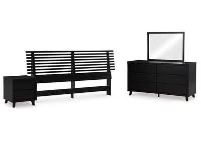 Image for Danziar King Panel Headboard with Mirrored Dresser and Nightstand