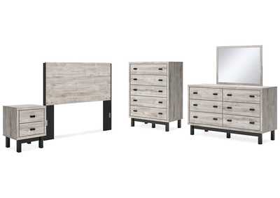 Vessalli Queen Panel Headboard with Mirrored Dresser, Chest and Nightstand