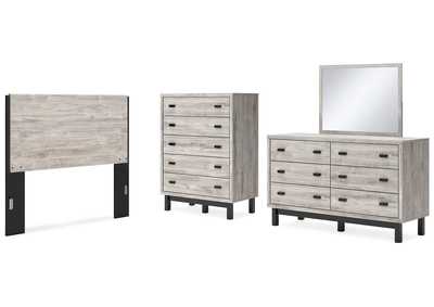 Vessalli Queen Panel Headboard with Mirrored Dresser and Chest