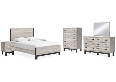 Vessalli Queen Panel Bed with Mirrored Dresser, Chest and 2 Nightstands