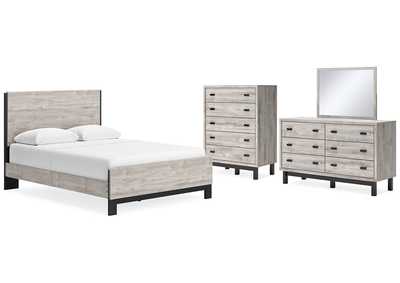 Vessalli Queen Panel Bed with Mirrored Dresser and Chest