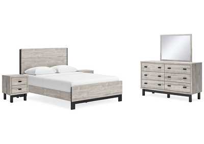 Vessalli Queen Panel Bed with Mirrored Dresser and 2 Nightstands