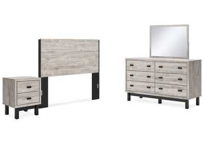 Vessalli Queen Panel Headboard with Mirrored Dresser and Nightstand