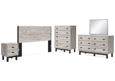 Image for Vessalli King Panel Headboard with Mirrored Dresser, Chest and Nightstand
