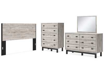 Vessalli King Panel Headboard with Mirrored Dresser and Chest