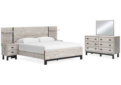 Image for Vessalli King Panel Bed with Mirrored Dresser