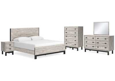 Image for Vessalli King Panel Bed with Mirrored Dresser, Chest and Nightstand