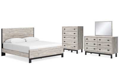 Image for Vessalli King Panel Bed with Mirrored Dresser and Chest