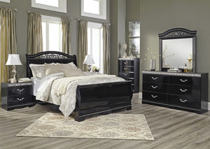 Image for Constellations Black Queen Sleigh Bed w/Dresser, Mirror and Nightstand