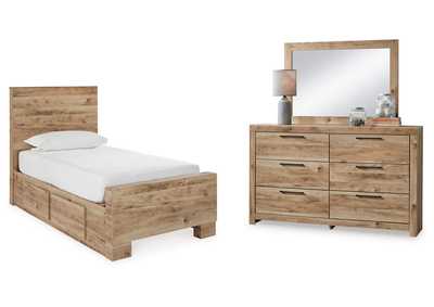 Image for Hyanna Twin Panel Bed with 1 Side Storage, Dresser and Mirror