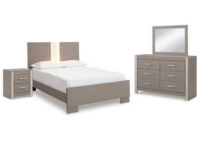 Surancha Queen Panel Bed with Mirrored Dresser and Nightstand,Signature Design By Ashley