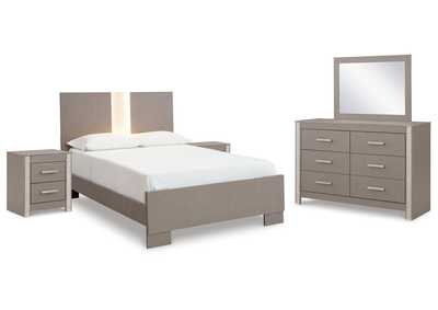 Surancha Queen Panel Bed with Mirrored Dresser and 2 Nightstands,Signature Design By Ashley