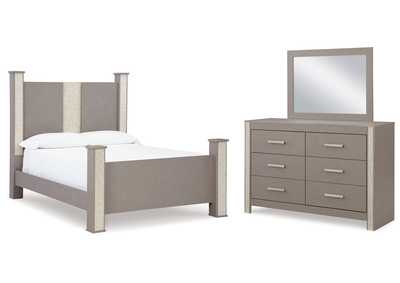 Surancha Queen Poster Bed with Mirrored Dresser,Signature Design By Ashley