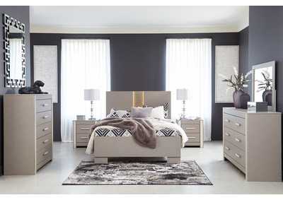 Surancha Queen Panel Bed with Mirrored Dresser, Chest and 2 Nightstands,Signature Design By Ashley