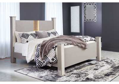 Surancha King Poster Bed with Mirrored Dresser and Nightstand,Signature Design By Ashley