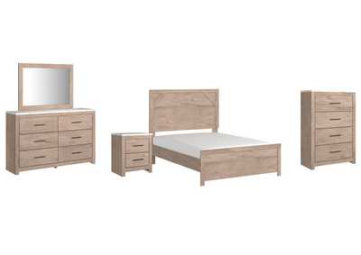 Image for Senniberg Full Panel Bed with Mirrored Dresser, Chest and Nightstand