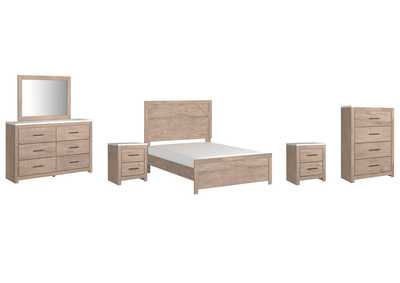 Image for Senniberg Full Panel Bed with Mirrored Dresser, Chest and 2 Nightstands