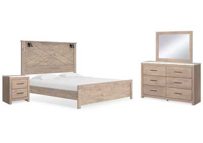Image for Senniberg King Panel Bed with Mirrored Dresser and Nightstand