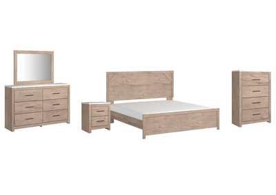 Image for Senniberg King Panel Bed with Mirrored Dresser, Chest and Nightstand