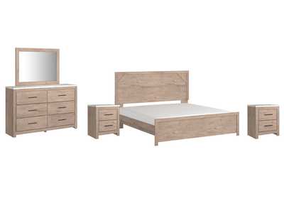 Image for Senniberg King Panel Bed with Mirrored Dresser and 2 Nightstands