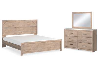 Image for Senniberg King Panel Bed with Mirrored Dresser