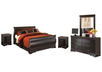 Image for Huey Vineyard Queen Sleigh Bed with Mirrored Dresser and 2 Nightstands