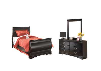 Image for Huey Vineyard Twin Sleigh Bed with Mirrored Dresser and 2 Nightstands