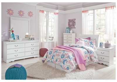 Anarasia Twin Sleigh Headboard Bed with Mirrored Dresser, Chest and 2 Nightstands,Signature Design By Ashley
