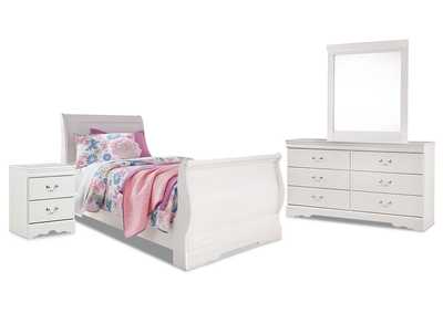 Anarasia Twin Sleigh Bed with Mirrored Dresser and Nightstand,Signature Design By Ashley