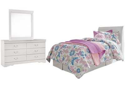 Image for Anarasia Twin Sleigh Headboard Bed with Mirrored Dresser