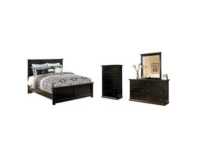 Image for Maribel Queen Panel Bed with Mirrored Dresser and Chest