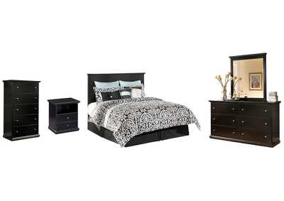 Image for Maribel King/California King Panel Headboard Bed with Mirrored Dresser, Chest and Nightstand