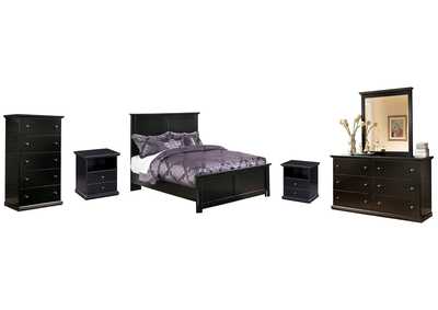 Image for Maribel Full Panel Bed with Mirrored Dresser, Chest and 2 Nightstands
