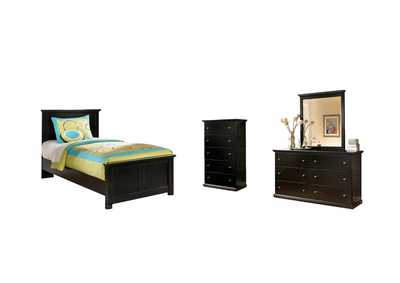 Image for Maribel Twin Panel Bed with Mirrored Dresser and Chest