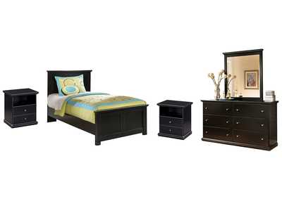 Image for Maribel Twin Panel Bed with Mirrored Dresser and 2 Nightstands