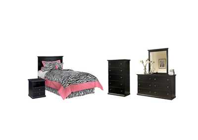 Image for Maribel Twin Panel Headboard Bed with Mirrored Dresser, Chest and Nightstand