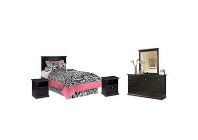 Maribel Twin Panel Headboard Bed with Mirrored Dresser and 2 Nightstands,Signature Design By Ashley