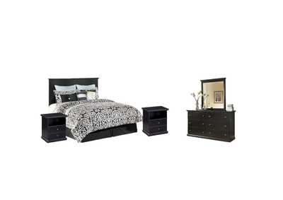 Image for Maribel Queen/Full Panel Headboard Bed with Mirrored Dresser and 2 Nightstands