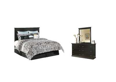 Image for Maribel Queen/Full Panel Headboard Bed with Mirrored Dresser and Chest
