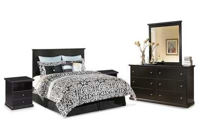 Image for Maribel King/California King Panel Headboard Bed with Mirrored Dresser and 2 Nightstands