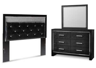 Image for Kaydell Queen Upholstered Panel Headboard with Mirrored Dresser
