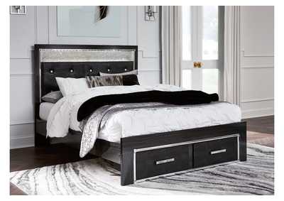 Kaydell Queen Upholstered Panel Storage Platform Bed with Mirrored Dresser and Chest,Signature Design By Ashley