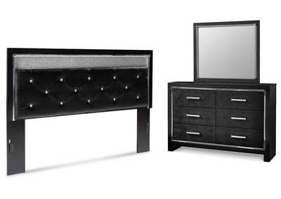 Image for Kaydell King Upholstered Panel Headboard with Mirrored Dresser
