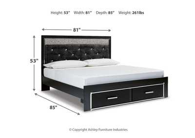 Kaydell King Upholstered Panel Storage Platform Bed with Mirrored Dresser, Chest and Nightstand,Signature Design By Ashley