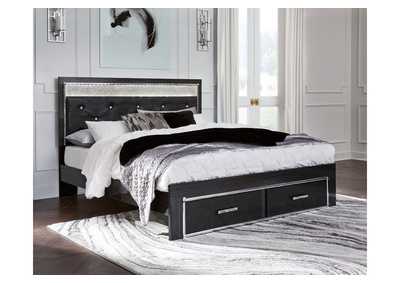 Kaydell King Upholstered Panel Storage Platform Bed with Mirrored Dresser and Chest,Signature Design By Ashley