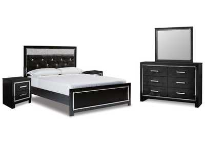 Image for Kaydell Queen Upholstered Panel Bed with Mirrored Dresser and 2 Nightstands