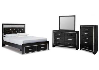 Image for Kaydell Queen Upholstered Panel Storage Bed with Mirrored Dresser and Chest