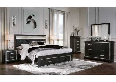 Image for Kaydell King Upholstered Panel Storage Platform Bed with Mirrored Dresser, Chest and 2 Nightstands