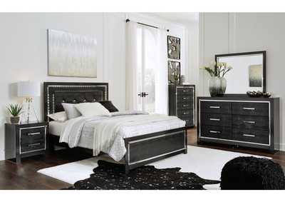 Kaydell Queen/Full Upholstered Panel Headboard Bed with Mirrored Dresser and 2 Nightstands,Signature Design By Ashley