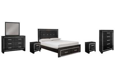 Kaydell Queen Panel Bed with Storage with Mirrored Dresser, Chest and 2 Nightstands,Signature Design By Ashley